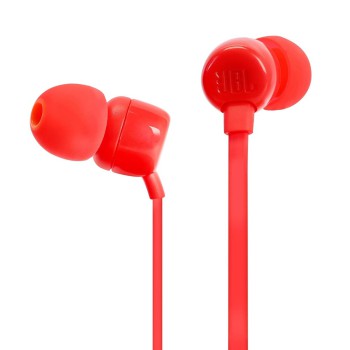JBL Earphones 3.5mm with Mic Tune 110, Red