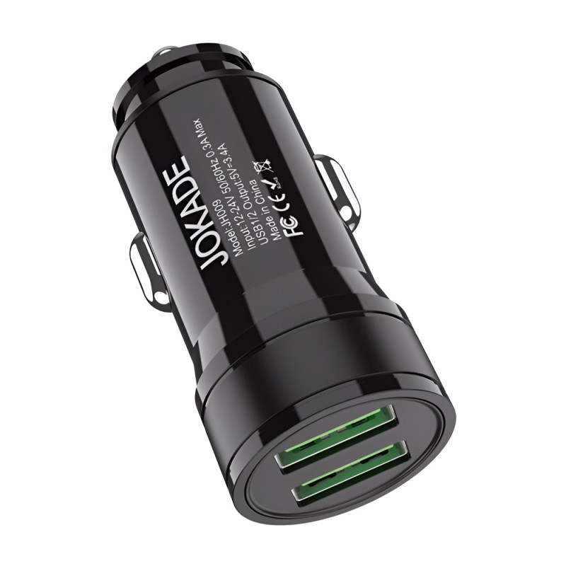 Jokade Car Charger 2*USB-A 3.4A JH009, Black