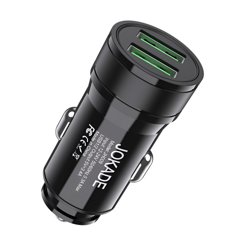 Jokade Car Charger 2*USB-A 3.4A JH009, Black