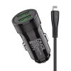 Jokade Car Charger 2*USB-A with Cable USB-A to Lightning 3.4A JH010, Black
