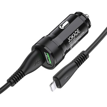 Jokade Car Charger 2*USB-A with Cable USB-A to Lightning 3.4A JH010, Black
