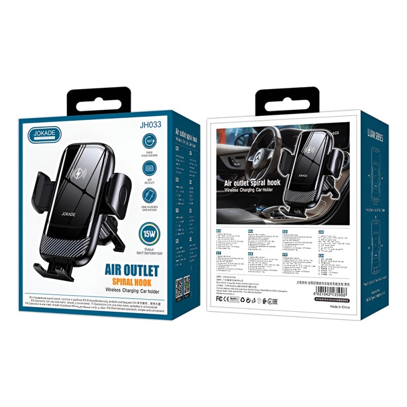 Jokade Car Holder Air Outlet Wireless Charging 15W JH033, Black