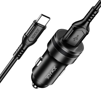 Jokade Car Charger 1*USB-A with Cable USB-A to Type-C 18W JH040, Black