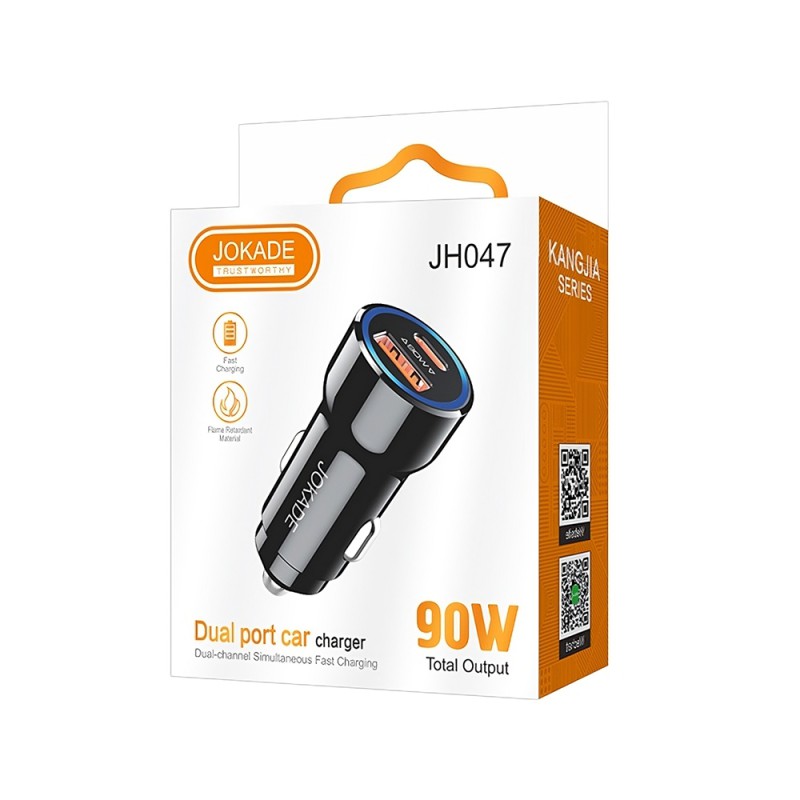 Jokade Car Charger 1*USB-A+1*Type-C 3.4A JH047, Black
