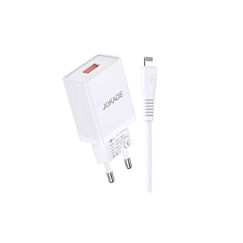 Jokade Wall Charger with Cable USB to Lightning Single Port 5A JB022, White