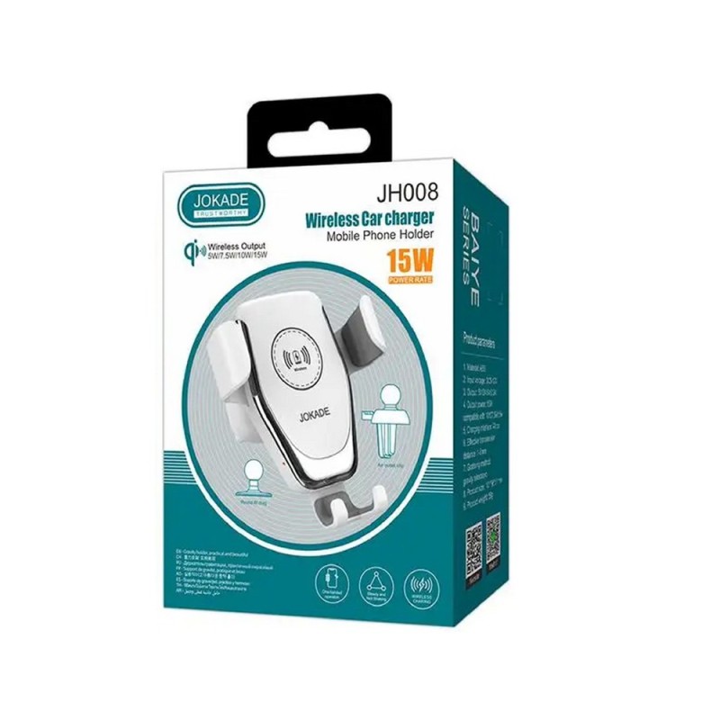 Jokade Car Wireless Charging Gravity 15W Baiye JH008, White