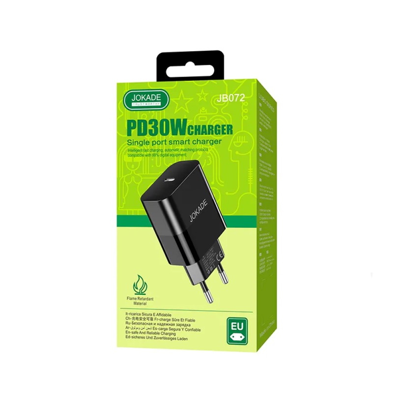 Jokade Wall Charger Single Port 1*Type-C 30W 5A JB072, Black
