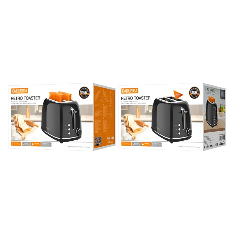 Toaster Retro,Inox, 800W, KSC-1542, Black