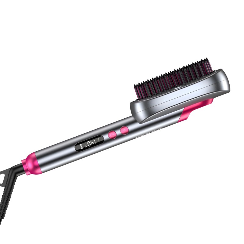 Hair Straightener Brush Multifunctional Comb with Digital LED Display KSC-1555, Grey