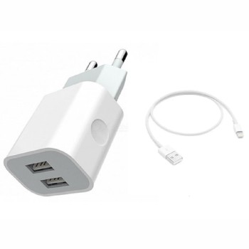 Jokade Wall Charger with Cable USB to Lightning Single Dual 5A Yiyue, White