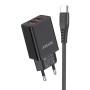 Jokade Wall Charger with Cable USB to Type-C Dual Port 5A Yiyue, Black