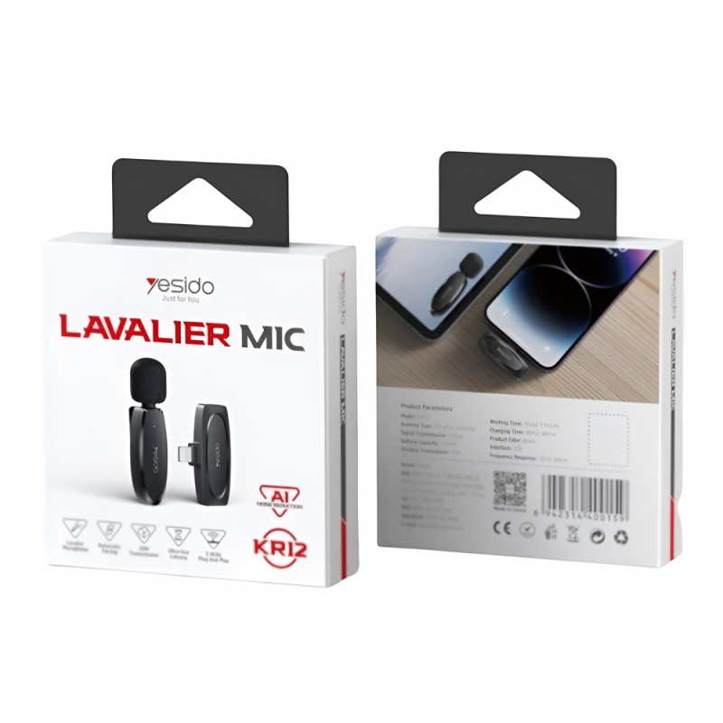 Yesido Digital Single Wireless Microphone (Lightning) KR12, Black