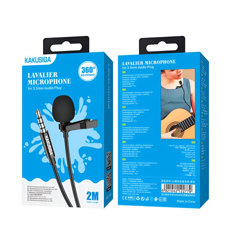 Ksiga Wired Lavalier KSC-762 3.5mm 2M, Black