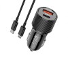 Ksiga Car Charger with Cable Type-C to Lightning 38W KSC-678 Ruilian, Black