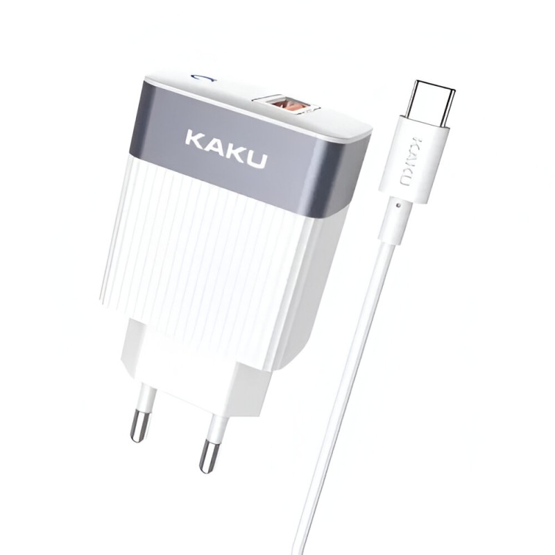 Ksiga Wall Charger with Cable USB to Micro-USB 18W KSC-369 Baize, White