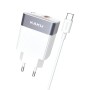 Ksiga Wall Charger with Cable USB to Micro-USB 18W KSC-369 Baize, White