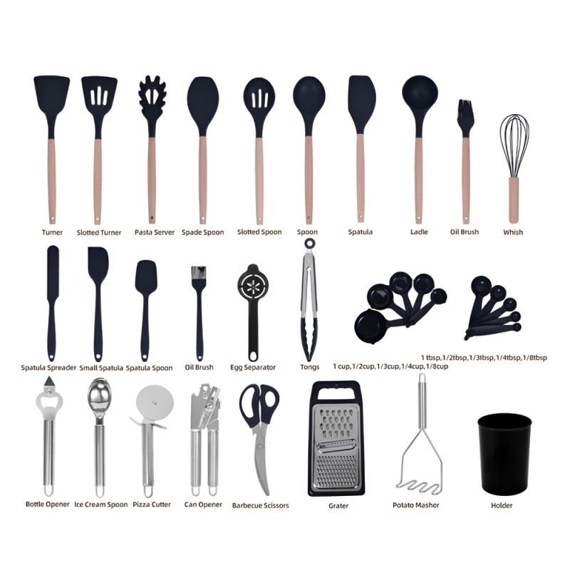 Kitchen Utensils 44 Pcs Set, Black