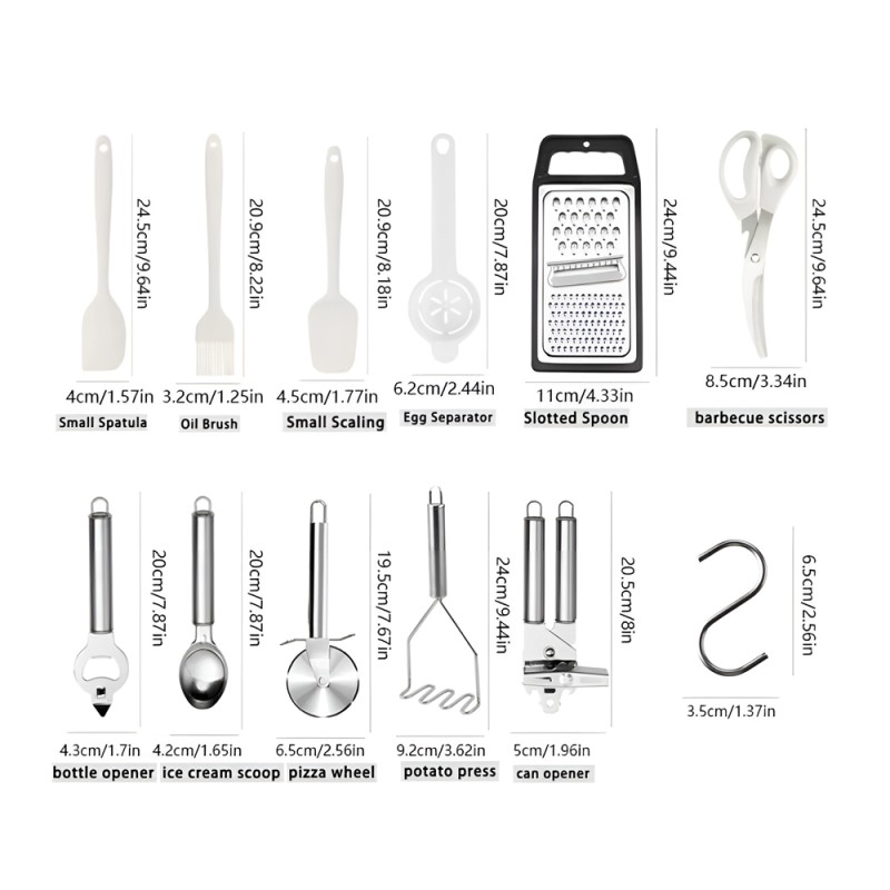 Kitchen Utensils 44 Pcs Set, White