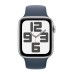 Apple Watch Series SE 2 44 mm, Aluminium with Sport band M/L Storm Blue, Silver