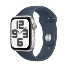 Apple Watch Series SE 2 44 mm, Aluminium with Sport band M/L Storm Blue, Silver