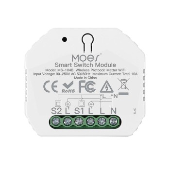 Moes Matter over Wi-Fi Mini Smart Switch Module 2 Gang 10A (Neutral Wire)