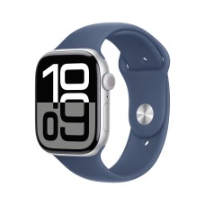 Apple Watch Series 10 GPS 46mm, Silver Aluminium Case with Sport Band M/L - Denim