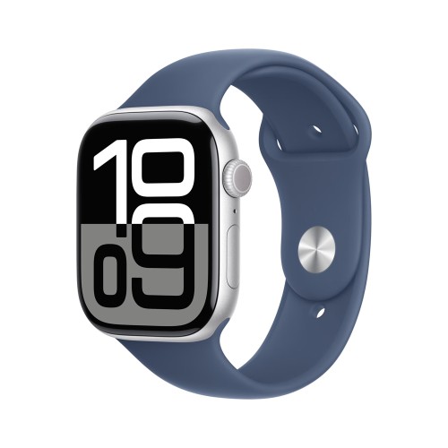 Apple Watch Series 10 GPS 46mm, Silver Aluminium Case with Sport Band M/L - Denim