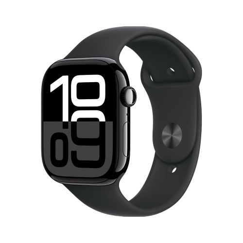 Apple Watch Series 10 GPS+LTE 46mm MWY43 Jet Black Aluminium Case, Black Sport Band, M/L
