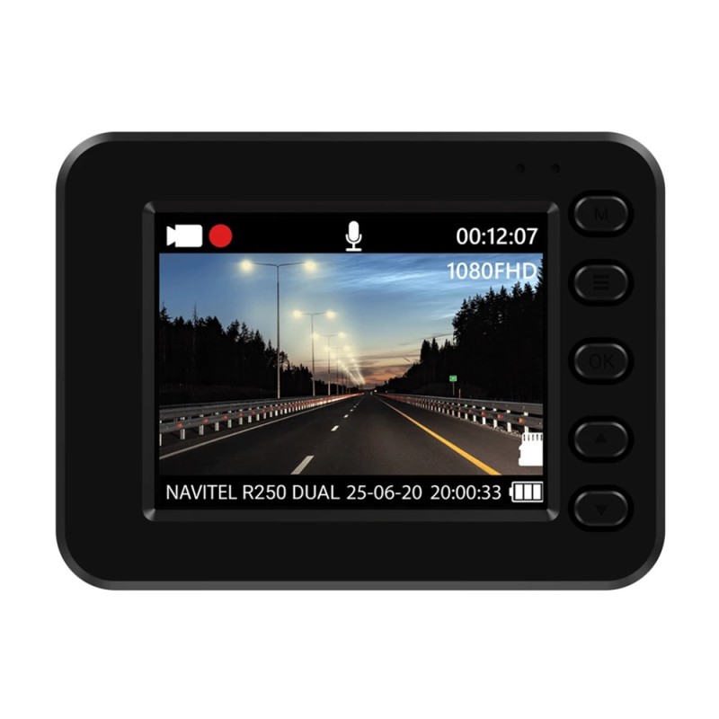Navitel R250 Dual Car Video Recorder + Rear Camera + WOO MicroSD Card UHS-I (U1) (C10) + SD Adapter, Integra, 64 GB