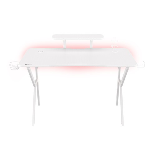 Genesis Desk Gaming Holm 320, RGB White (Organizer, Wireless Charger, Multiple holder, USB Hub, Remote Controller, 120x60x75cm)