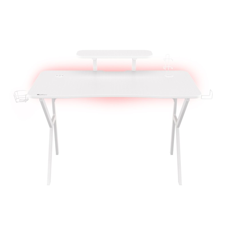 Genesis Desk Gaming Holm 320, RGB White (Organizer, Wireless Charger, Multiple holder, USB Hub, Remote Controller, 120x60x75cm)