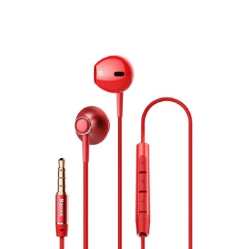 Baseus Half In-Ear Earphones Encok 3.5mm with Mic H06, Red