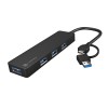 Natec Mayfly 4-Port Black +Usb-A Adapter