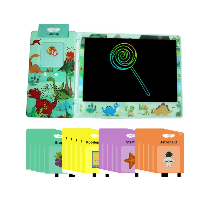 Newlight LCD writing tablet 8.5”with Talking Flash Card, Educational Toy, Green