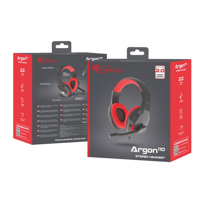 Genesis Headset Argon 110, Stereo, Black-Red