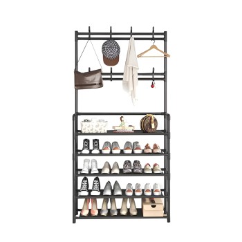 Organize Your Entryway with our 5-Tier Shoe Rack and Hanger, Holds up to 20 Pairs of Shoes.(Black, 5-Tier)