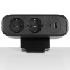 Omni Power Socket, EU Plug, 2 Socket, 1 USB, 1 Type-C, Black