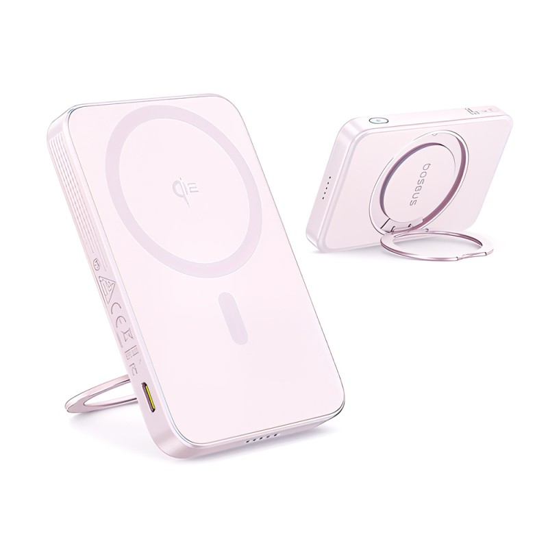 Baseus Power Bank Magsafe PicoGo Qi2 with Kickstand 5000mAh, 20w with cable Type-C 0.3m, Pink
