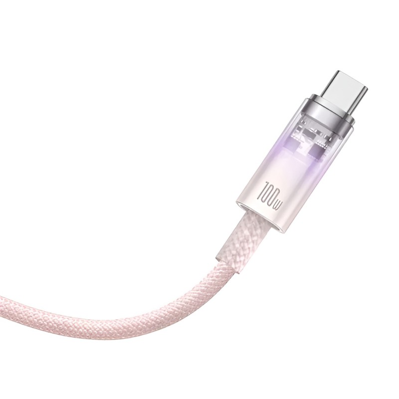 Baseus Cable Explorer Smart Temperature Type-C to Type-C 5A 100W 2m, Baby Pink