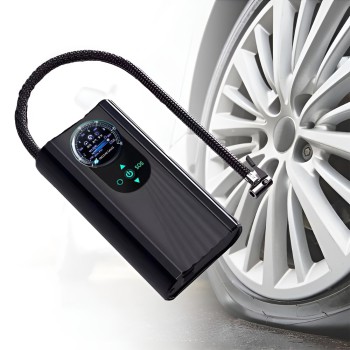 Portable Car Tire Inflator - Electric Air Pump 12V, Black
