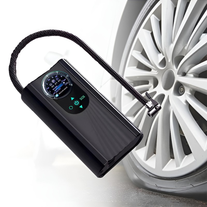 Portable Car Tire Inflator - Electric Air Pump 12V, Black