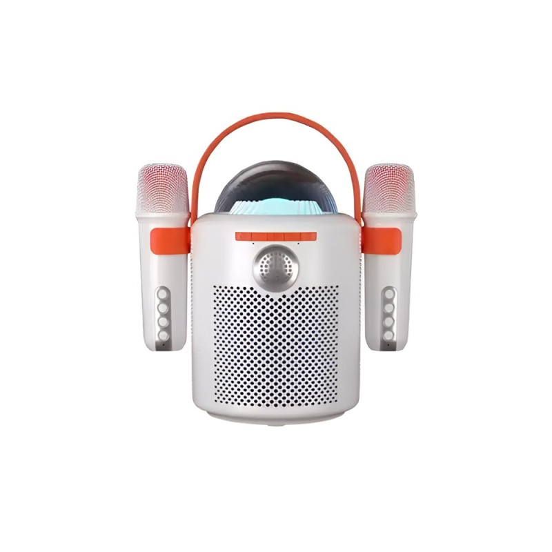 KTV Portable Karaoke Set With 2 Microphone and Speaker Y11, 10W, White 