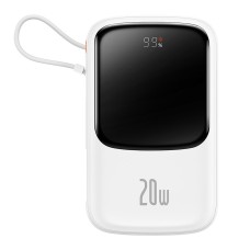 Baseus Power Bank Qpow Pro 10000mAh, 20W PD with cable Type-C 0.3m, White