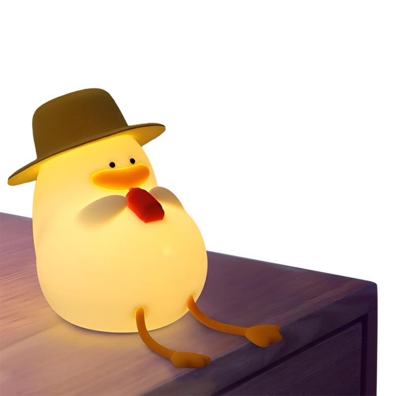 Cute Series Night Light Duck With A Hat, White