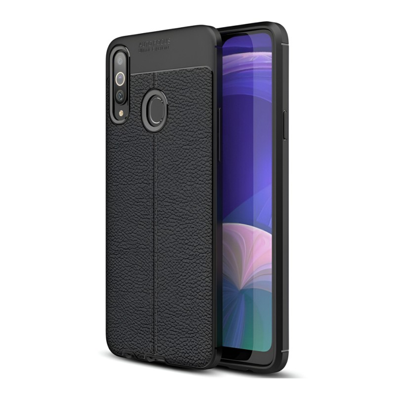R Helmet Case TPU Leather Texture Samsung A20S, Black
