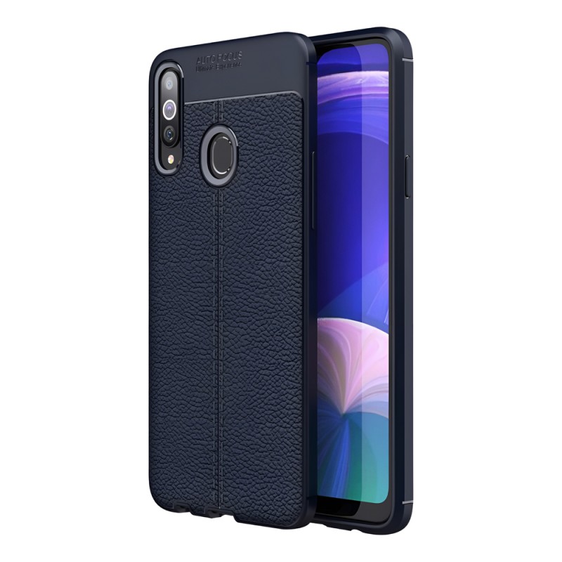 R Helmet Case TPU Leather Texture Samsung A20S, Blue R Helmet Case TPU Leather Texture Samsung A20S, Blue