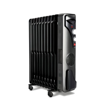 Raf Oil Radiator + Turbo Fan R.1129B, 11 Sections, 2900W, Black