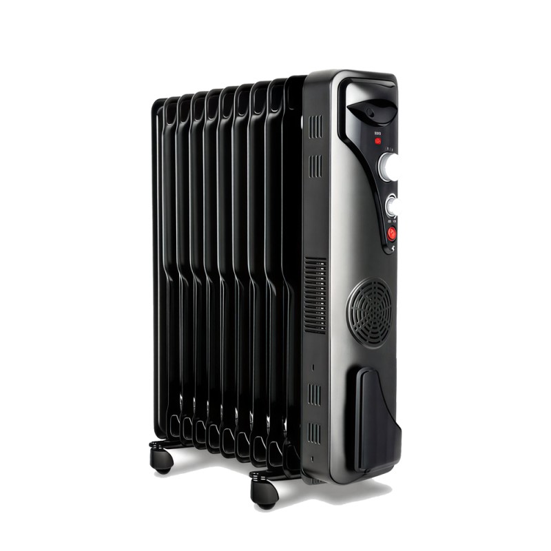 Raf Oil Radiator + Turbo Fan R.1129B, 11 Sections, 2900W, Black