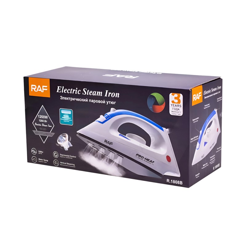 Raf Electric Steam Iron R.1808B, 1200W, White