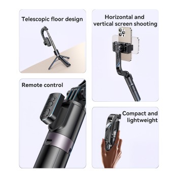 Yesido Bluetooth 5.0 Selfie Stick+ Gimbal 360°,Tripod Foldable Stabilizer 400mAh 70cm (SF28), Black